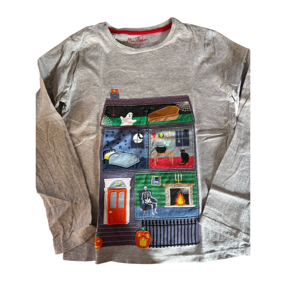 NEW Mini Boden Haunted house Applique Shirt size 11-12